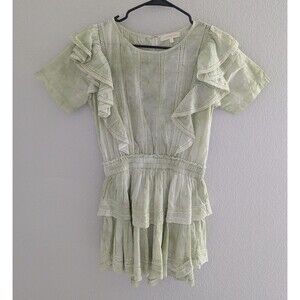 LoveShackFancy Natasha Heritage Mini Dress Women's Size Small Moss Green Dress